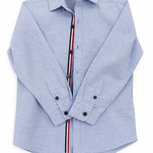 Next Light Blue Button-Down Shirt with Striped Detail